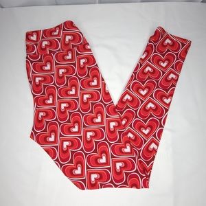 LuLaRoe Leggings Women's One Size 2-10 Red Hearts Theme